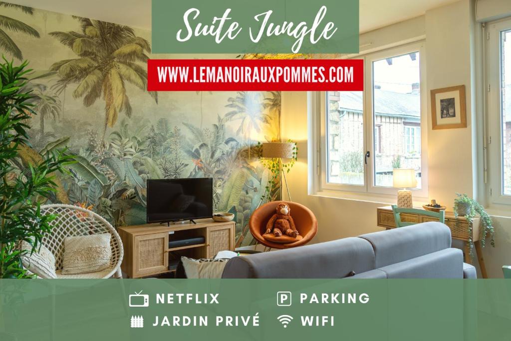 Orbec Apartment | SUITE JUNGLE - JARDIN, NETFLIX et PARKING - Le Manoir aux Pommes