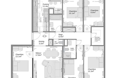 Cergy Resort | 107 m² Private room ∙ 1 bedroom ∙ 2 guests