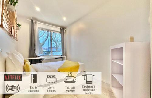 Mons-en-Baroeul Apartment | 30 - Appartement avec TV XL, 2 chambres, jardin, parking, prox Gare et CentreLille