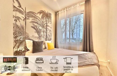 Mons-en-Baroeul Apartment | 30 - Appartement avec TV XL, 2 chambres, jardin, parking, prox Gare et CentreLille