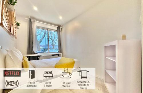Mons-en-Baroeul Apartment | 30 - Appartement avec TV XL, 2 chambres, jardin, parking, prox Gare et CentreLille
