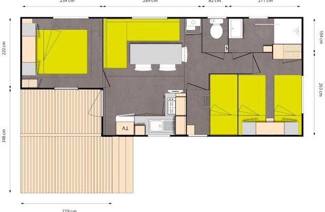 Flower Camping La Chênaie *** - Mobile home Comfort Plus 4 Rooms 6/8 People