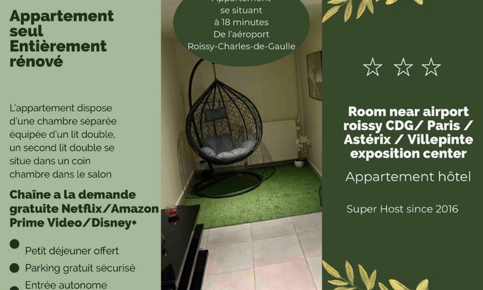 Goussainville Apartment | 40 m² Apartment ∙ 1 bedroom ∙ 4 guests